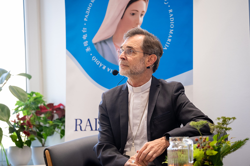 EB Grünwidl bei einer Livesendung Radio Maria / Erzdiözese Wien/ Schönlaub, Stephan Schönlaub EB Grünwidl bei einer Livesendung Radio Maria